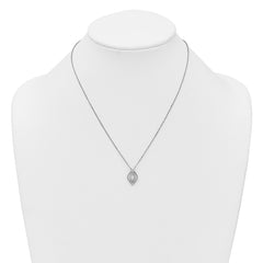 Sterling Silver Rhodium-plated Marquise CZ Polished Fancy Oval 18 inch Necklace