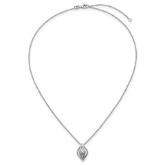 Sterling Silver Rhodium-plated Marquise CZ Polished Fancy Oval 18 inch Necklace
