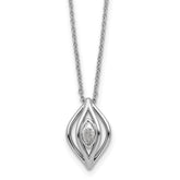 Sterling Silver Rhodium-plated Marquise CZ Polished Fancy Oval 18 inch Necklace