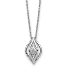 Sterling Silver Rhodium-plated Marquise CZ Polished Fancy Oval 18 inch Necklace