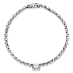 Sterling Silver Rhodium-plated Polished Fancy Oval and Round CZ 7.25 Inch Bracelet