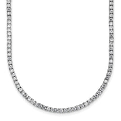 Sterling Silver Rhodium-plated CZ 18 inch Tennis Necklace