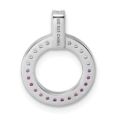 Sterling Silver Rhodium-plated White and Red CZ Open Circle Pendant