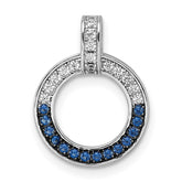 Sterling Silver White and Black Rhodium-plated White and Blue CZ Open Circle Pendant