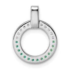 Sterling Silver Rhodium-plated White and Green CZ Open Circle Pendant