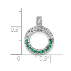 Sterling Silver Rhodium-plated White and Green CZ Open Circle Pendant