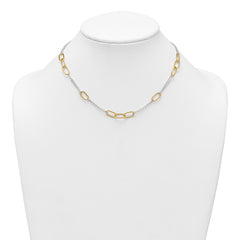 Sterling Silver and Gold-tone Polished Fancy Link and Double Chain 16 inch Necklace