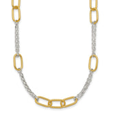 Sterling Silver and Gold-tone Polished Fancy Link and Double Chain 16 inch Necklace
