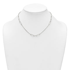 Sterling Silver Polished and Textured Fancy Link and Chain 16 inch Necklace