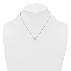 Sterling Silver Rhodium-plated Polished Pave CZ Heart 16 Inch with 2 Inch Extension Necklace