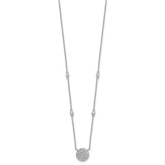Sterling Silver Rhodium-plated Polished Pave CZ Circle 18 Inch Necklace