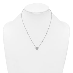 Sterling Silver Rhodium-plated Polished Pave CZ Circle 18 Inch Necklace