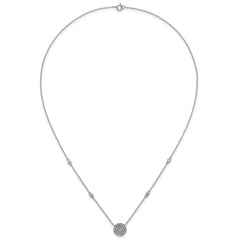 Sterling Silver Rhodium-plated Polished Pave CZ Circle 18 Inch Necklace