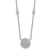 Sterling Silver Rhodium-plated Polished Pave CZ Circle 18 Inch Necklace
