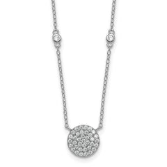 Sterling Silver Rhodium-plated Polished Pave CZ Circle 18 Inch Necklace