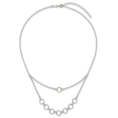 Sterling Silver Polished and Textured Circles Multi-strand 16 inch with 2 inch Extension Necklace