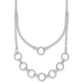 Sterling Silver Polished and Textured Circles Multi-strand 16 inch with 2 inch Extension Necklace