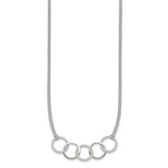 Sterling Silver Polished Textured Double Strand Interlinking Circles 16 inch Necklace