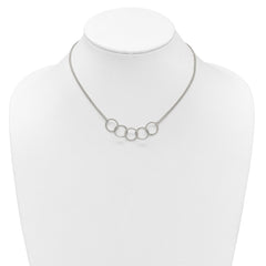 Sterling Silver Polished Textured Double Strand Interlinking Circles 16 inch Necklace