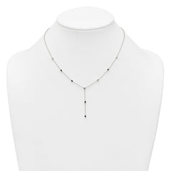 Sterling Silver Polished Cube Bead 16 inch Lariat Necklace