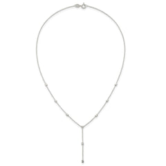Sterling Silver Polished Cube Bead 16 inch Lariat Necklace