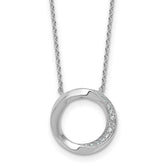 Sterling Silver Rhodium-plated Polished Twisted CZ Circle 17.75 inch Necklace