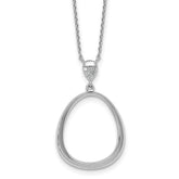 Sterling Silver Rhodium-plated Polished CZ Rounded Teardrop 17.5 Inch Necklace