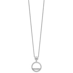 Sterling Silver Rhodium-plated Polished CZ Divided Circle 17.75 inch Necklace
