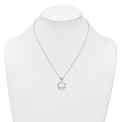 Sterling Silver Rhodium-plated Polished CZ Divided Circle 17.75 inch Necklace