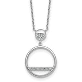 Sterling Silver Rhodium-plated Polished CZ Divided Circle 17.75 inch Necklace