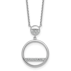 Sterling Silver Rhodium-plated Polished CZ Divided Circle 17.75 inch Necklace