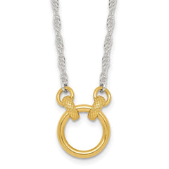 Sterling Silver with Gold-tone Polished and Textured Circle 16 inch Link Necklace