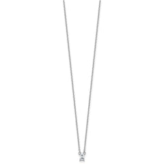 Sterling Silver Rhodium-plated Polished Emerald-cut CZ 16 Inch with 1.75 Inch Extension Necklace