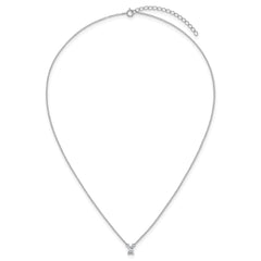 Sterling Silver Rhodium-plated Polished Emerald-cut CZ 16 Inch with 1.75 Inch Extension Necklace