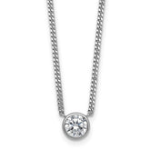 Sterling Silver Rhodium-plated Polished 7.00mm Bezel-set CZ 18 inch Necklace