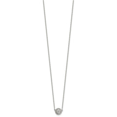 Sterling Silver Polished 7.00mm Pave CZ Circle 16 Inch with 2 Inch Extension Necklace