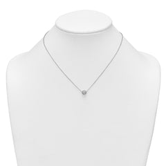 Sterling Silver Polished 7.00mm Pave CZ Circle 16 Inch with 2 Inch Extension Necklace