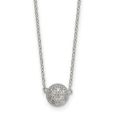 Sterling Silver Polished 7.00mm Pave CZ Circle 16 Inch with 2 Inch Extension Necklace