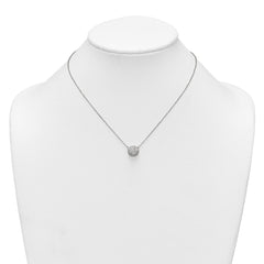 Sterling Silver Polished 11.00mm Pave CZ Circle 16 Inch with 2 Inch Extension Necklace