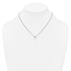 Sterling Silver Rhodium-plated Polished Fancy CZ Cube 16 Inch with 2 Inch Extension Necklace
