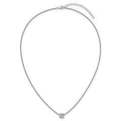Sterling Silver Rhodium-plated Polished Fancy CZ Cube 16 Inch with 2 Inch Extension Necklace