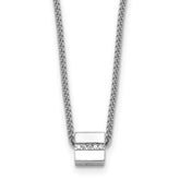Sterling Silver Rhodium-plated Polished Fancy CZ Cube 16 Inch with 2 Inch Extension Necklace
