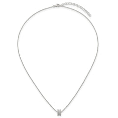 Sterling Silver Polished CZ Circle Bead 16 Inch with 2 Inch Extension Necklace
