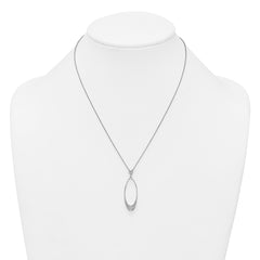 Sterling Silver Rhodium-plated Polished CZ Oval 17.75 Inch Necklace