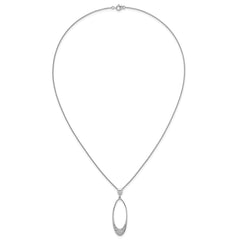 Sterling Silver Rhodium-plated Polished CZ Oval 17.75 Inch Necklace
