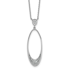 Sterling Silver Rhodium-plated Polished CZ Oval 17.75 Inch Necklace