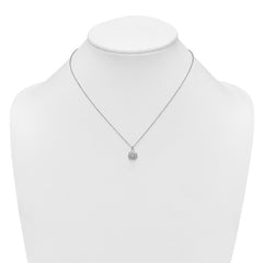 Sterling Silver Polished CZ Flower 16 Inch with 2 Inch Extension Necklace