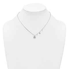 Sterling Silver Polished Beaded Turquoise and Grooved Seashell 16 inch with 2 inch Extension Necklace