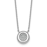 Sterling Silver Rhodium-plated CZ Round Cluster 16 inch with 1 inch Extension Necklace
