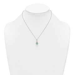 Sterling Silver Rhodium-plated Aventurine and CZ 16 inch with 2 inch Extender Necklace